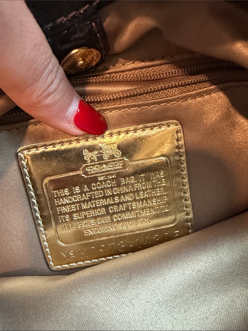 Coach Tan Signature Canvas Shoulder Bag with Dark Brown Trim - Picture 7 of 8